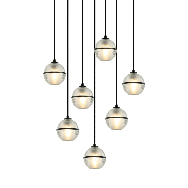 Steel Frame with Bubble Glass Globe Multiple Pendant