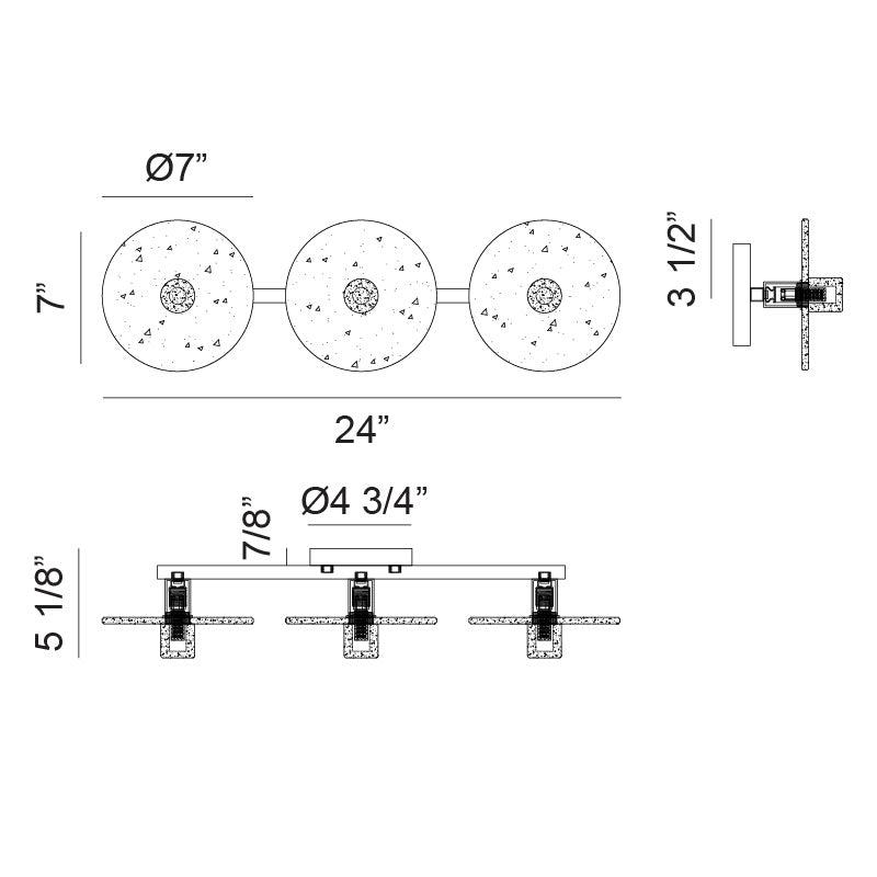 Monument - LED 3 Light Vanity Light
