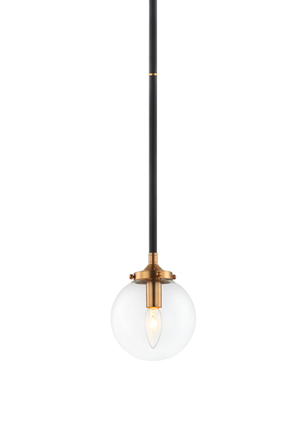 Steel Two Tone Rod with Glass Globe Pendant