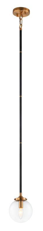 Steel Two Tone Rod with Glass Globe Pendant