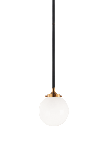 Steel Two Tone Rod with Glass Globe Pendant