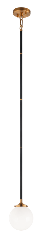Steel Two Tone Rod with Glass Globe Pendant