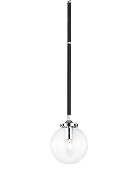 Steel Two Tone Rod with Glass Globe Pendant