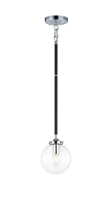 Steel Two Tone Rod with Glass Globe Pendant