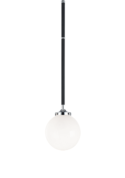 Steel Two Tone Rod with Glass Globe Pendant