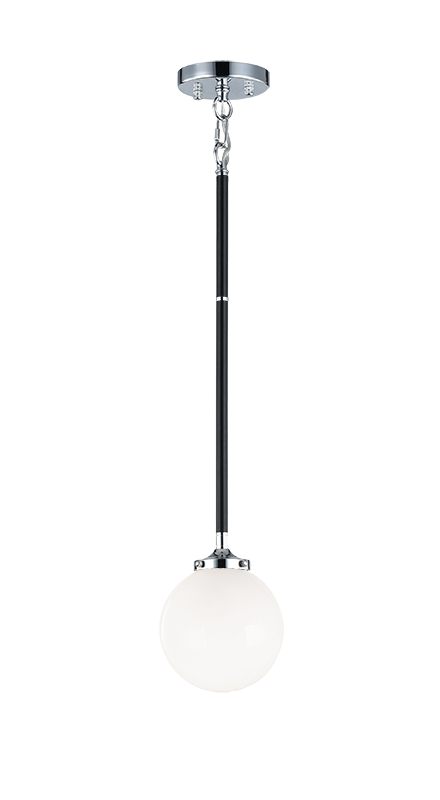 Steel Two Tone Rod with Glass Globe Pendant