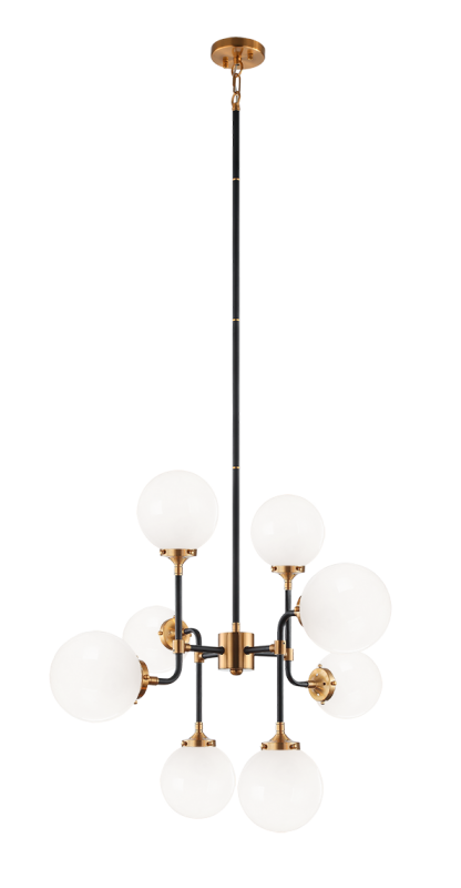 Steel Two Tone Rod with Glass Globe Chandelier