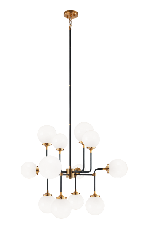 Steel Two Tone Rod with Glass Globe Chandelier