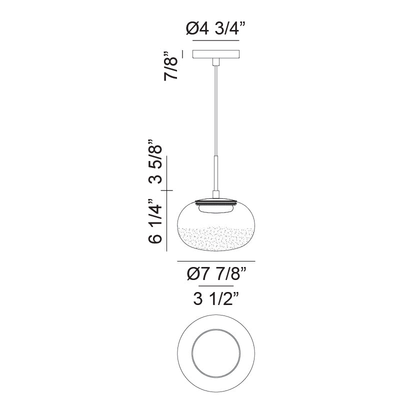 LED Steel Frame with Clear and White Glass Shade Pendant