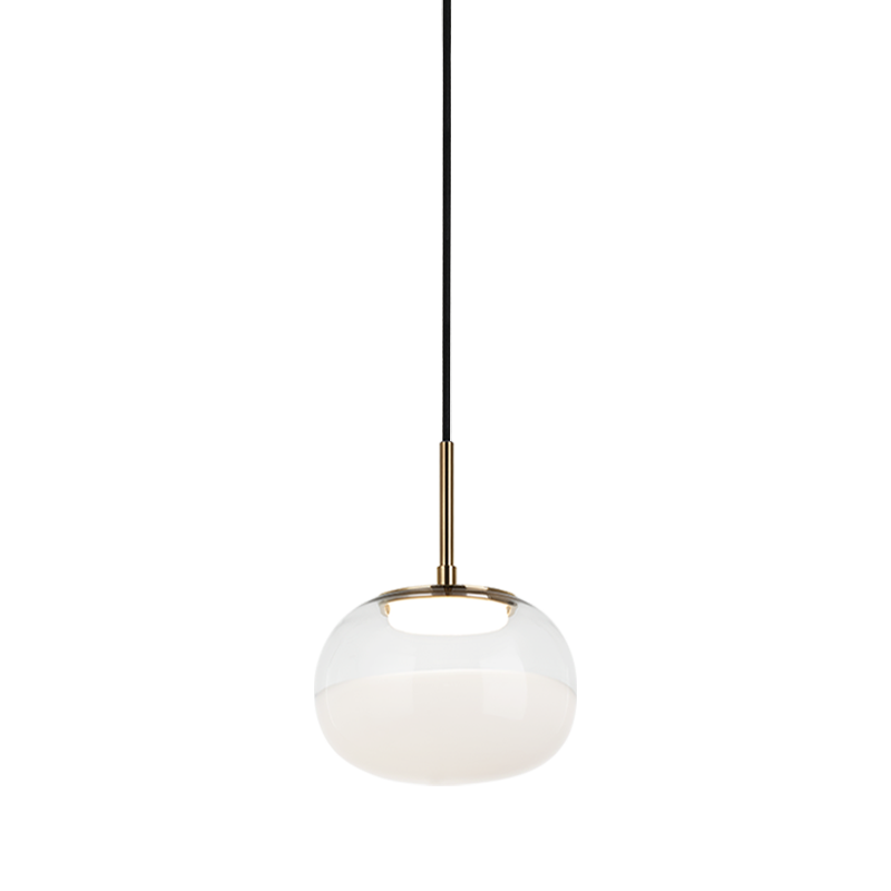 LED Steel Frame with Clear and White Glass Shade Pendant