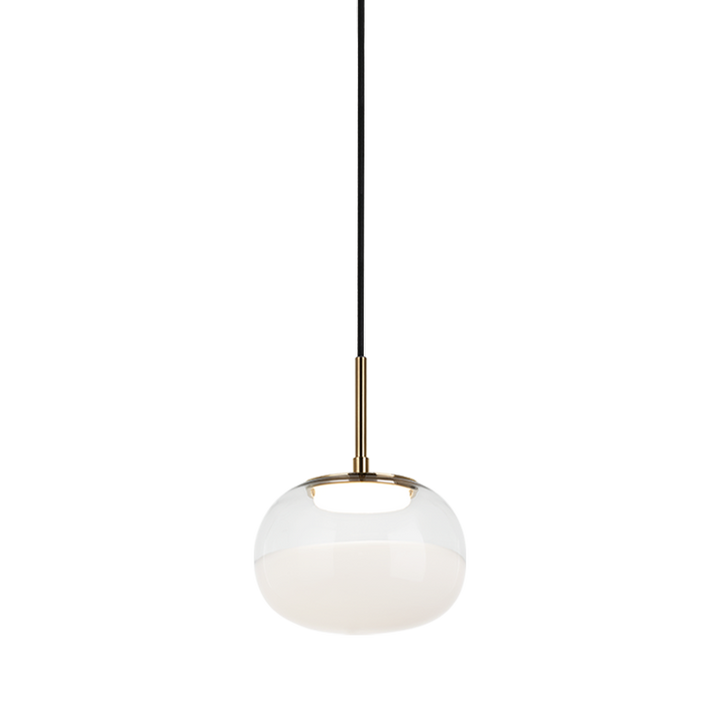 LED Steel Frame with Clear and White Glass Shade Pendant