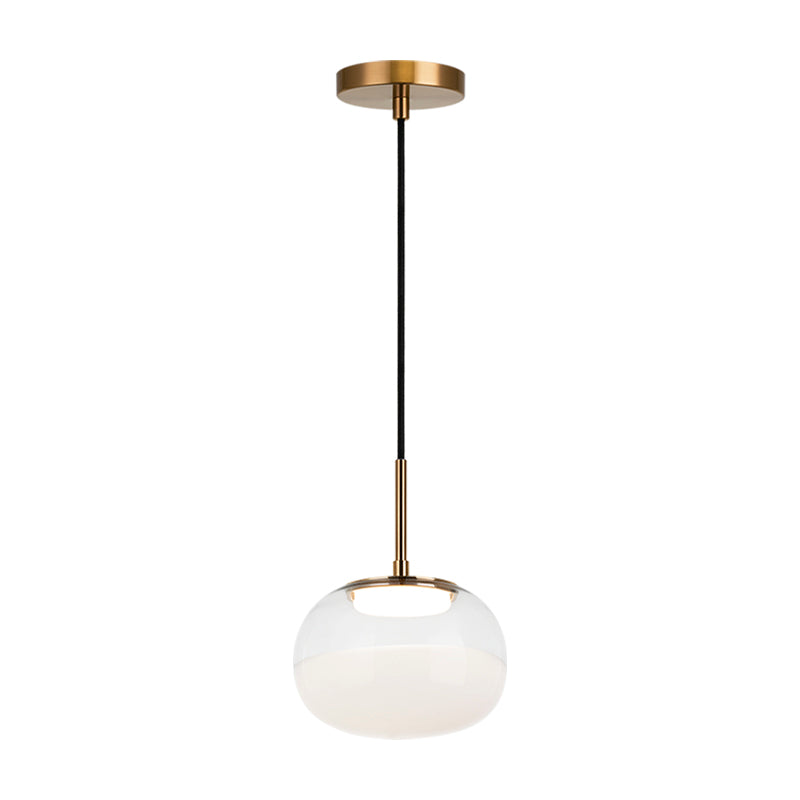 LED Steel Frame with Clear and White Glass Shade Pendant