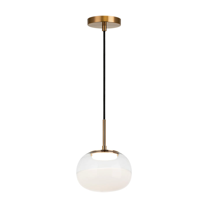 LED Steel Frame with Clear and White Glass Shade Pendant