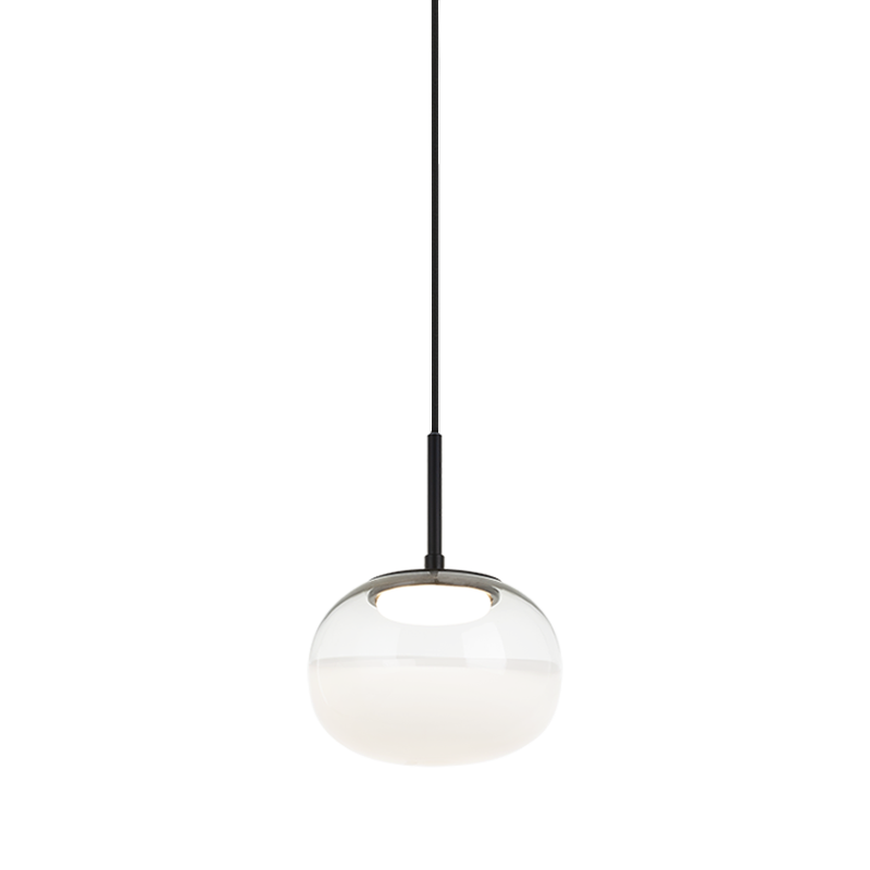 LED Steel Frame with Clear and White Glass Shade Pendant