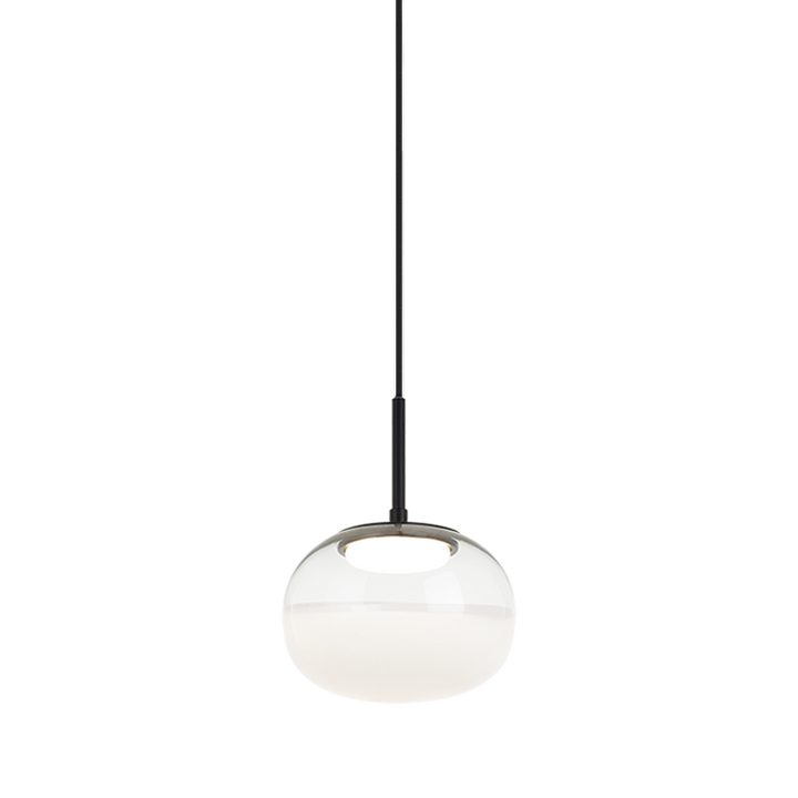 LED Steel Frame with Clear and White Glass Shade Pendant