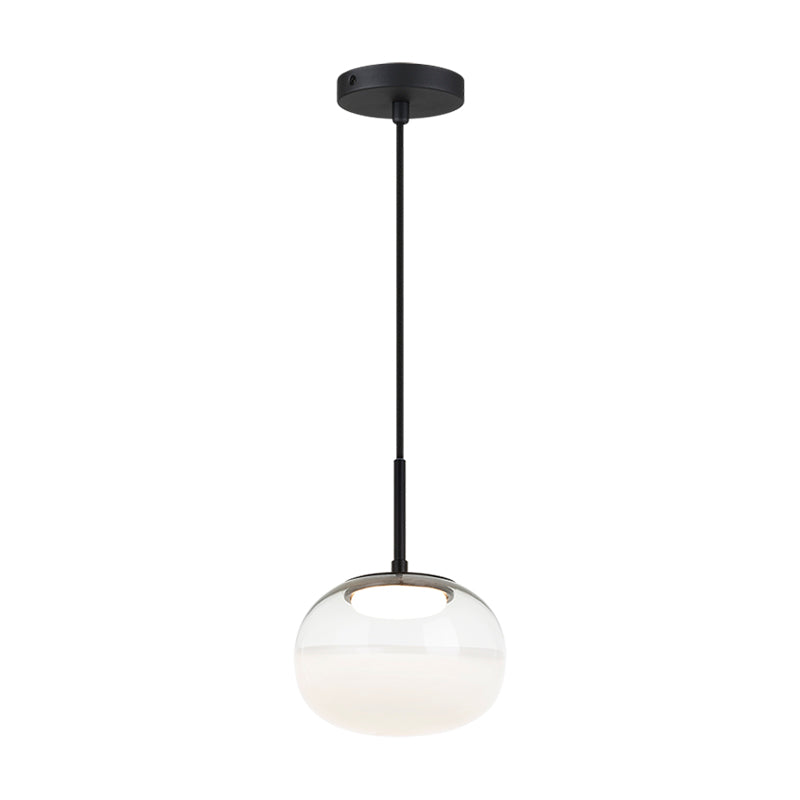 LED Steel Frame with Clear and White Glass Shade Pendant