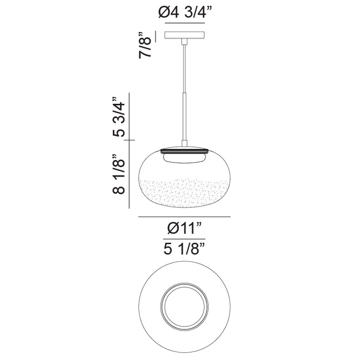 LED Steel Frame with Clear and White Glass Shade Pendant