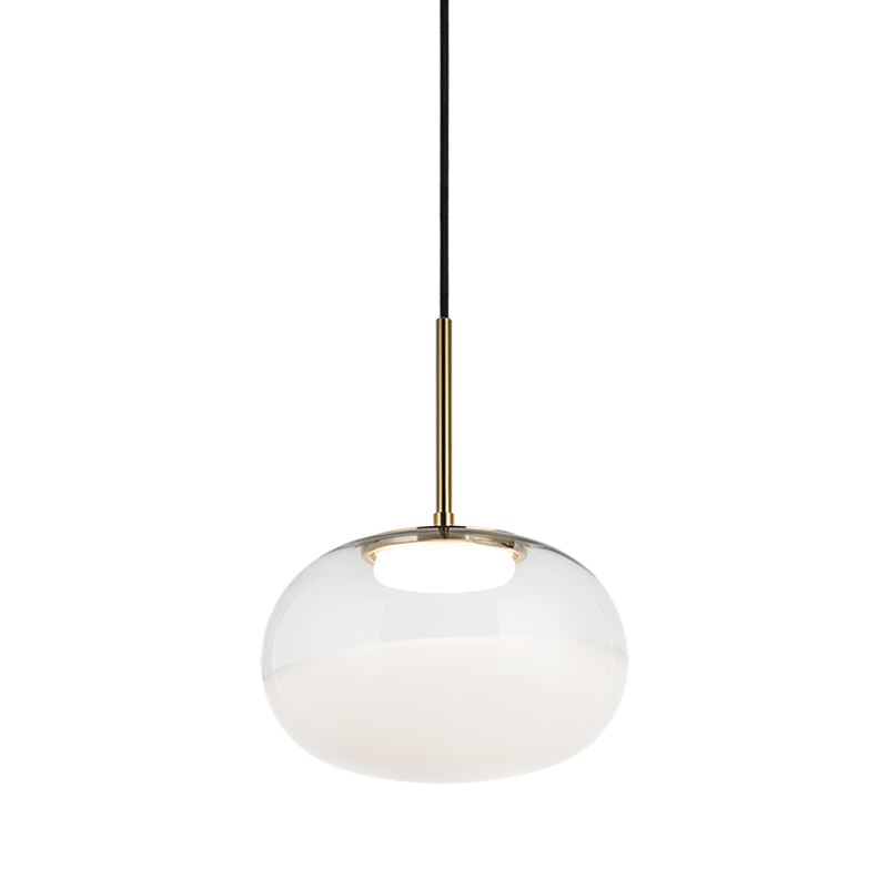 LED Steel Frame with Clear and White Glass Shade Pendant