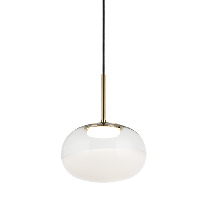 LED Steel Frame with Clear and White Glass Shade Pendant