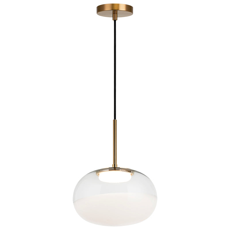 LED Steel Frame with Clear and White Glass Shade Pendant
