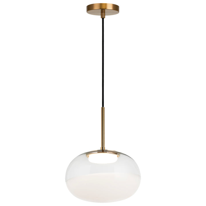 LED Steel Frame with Clear and White Glass Shade Pendant