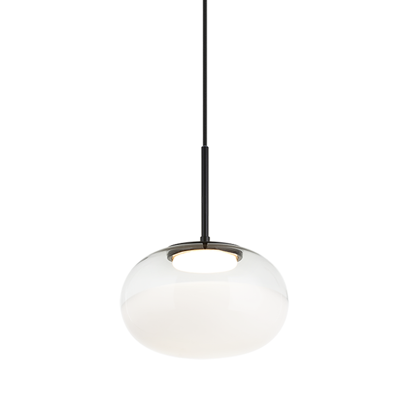 LED Steel Frame with Clear and White Glass Shade Pendant