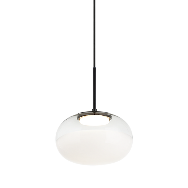 LED Steel Frame with Clear and White Glass Shade Pendant