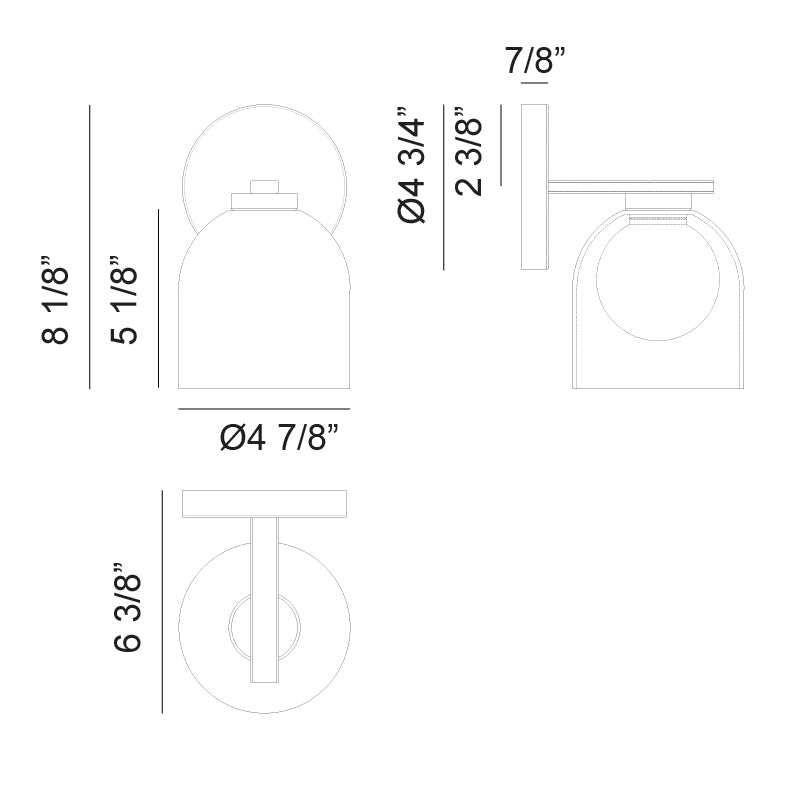 Steel Frame with Clear and Opal Glass Shade Wall Sconce