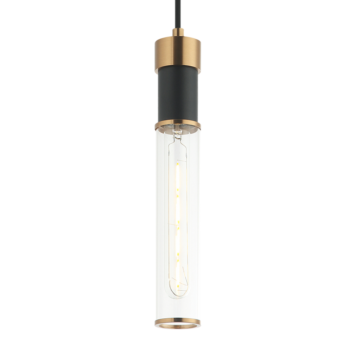 Steel Frame with Clear Cylindrical Glass Shade Two Tone Pendant