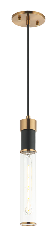 Steel Frame with Clear Cylindrical Glass Shade Two Tone Pendant