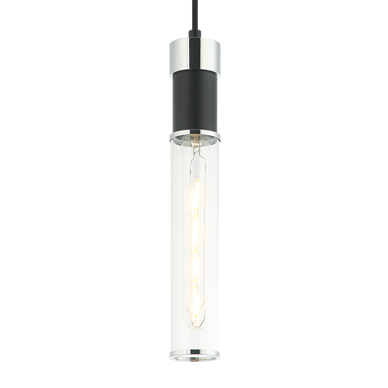 Steel Frame with Clear Cylindrical Glass Shade Two Tone Pendant