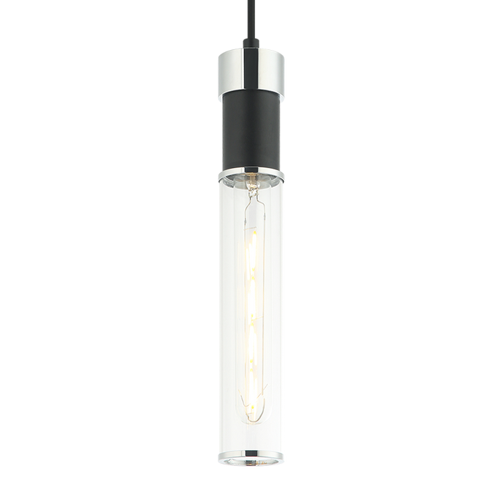 Steel Frame with Clear Cylindrical Glass Shade Two Tone Pendant