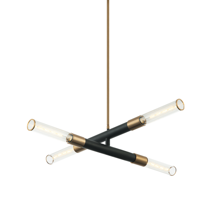 Steel Frame with Clear Cylindrical Glass Shade Two Tone Chandelier