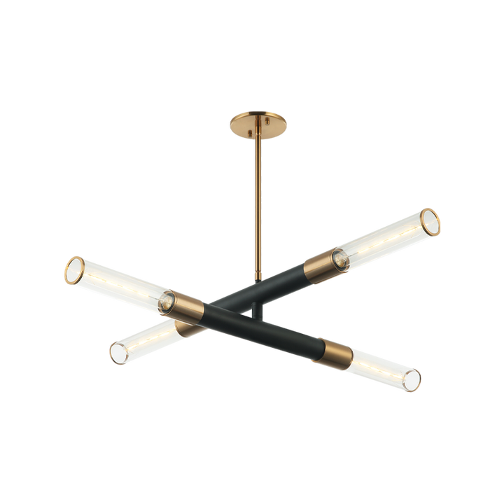 Steel Frame with Clear Cylindrical Glass Shade Two Tone Chandelier