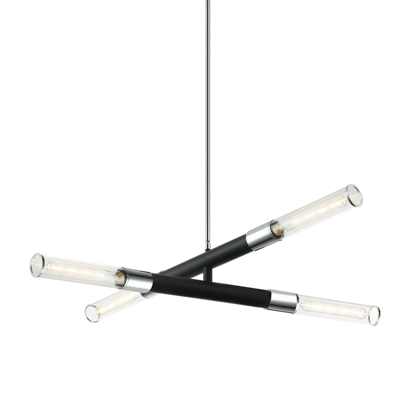 Steel Frame with Clear Cylindrical Glass Shade Two Tone Chandelier
