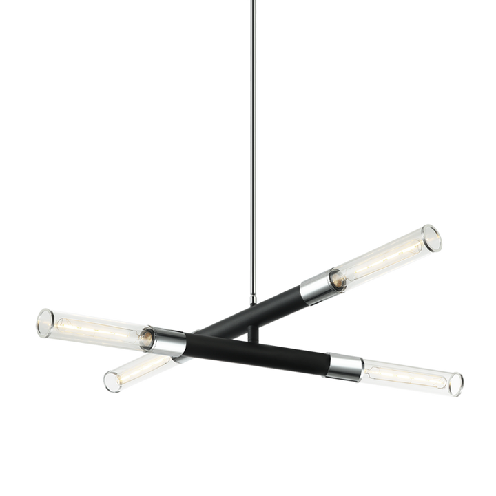 Steel Frame with Clear Cylindrical Glass Shade Two Tone Chandelier