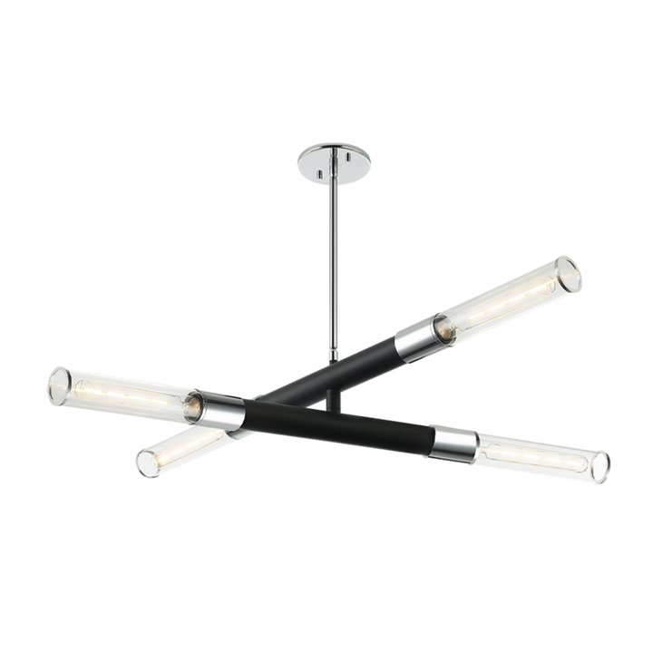 Steel Frame with Clear Cylindrical Glass Shade Two Tone Chandelier
