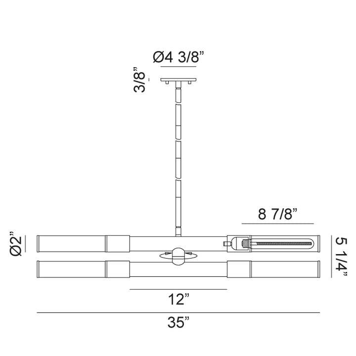 Steel Frame with Clear Cylindrical Glass Shade Two Tone Chandelier