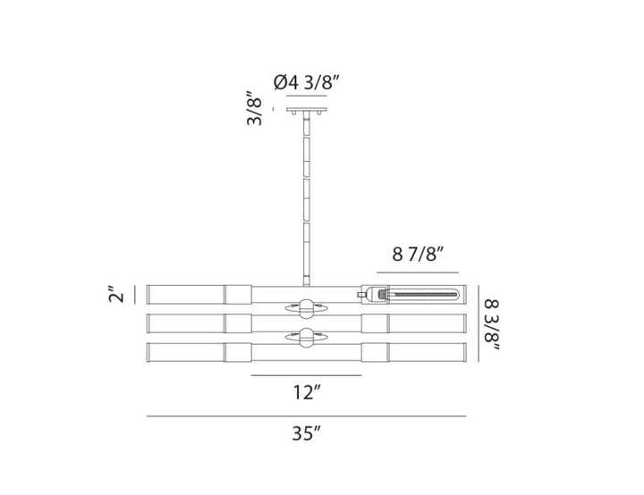 Steel Frame with Clear Cylindrical Glass Shade Two Tone Chandelier