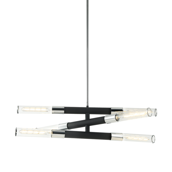 Steel Frame with Clear Cylindrical Glass Shade Two Tone Chandelier