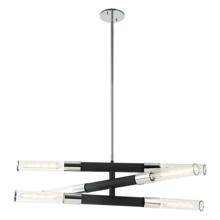 Steel Frame with Clear Cylindrical Glass Shade Two Tone Chandelier