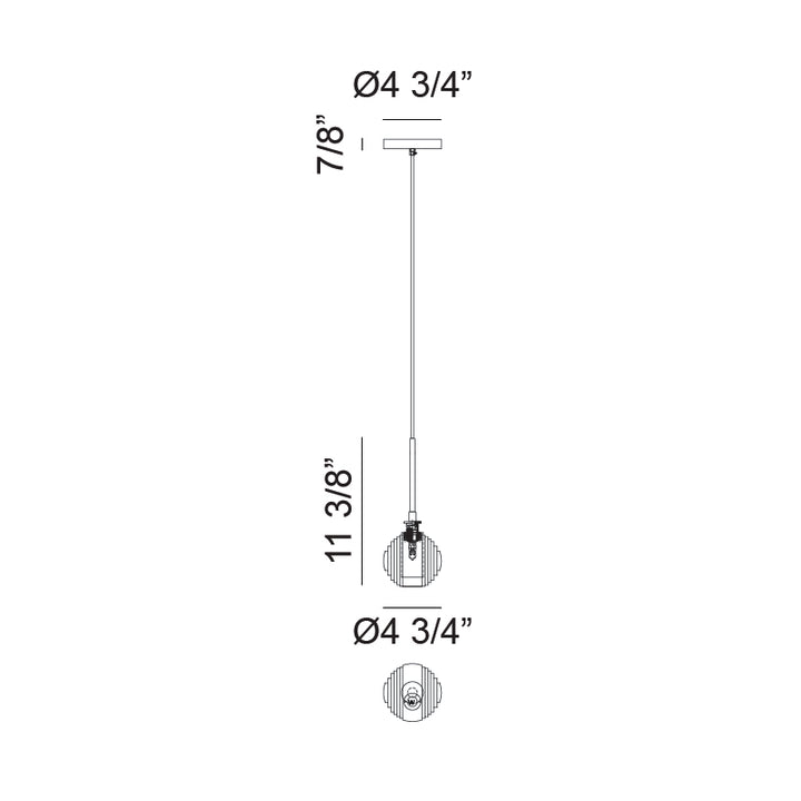 Steel Frame with Circular Frosted Groove Glass Globe Pendant