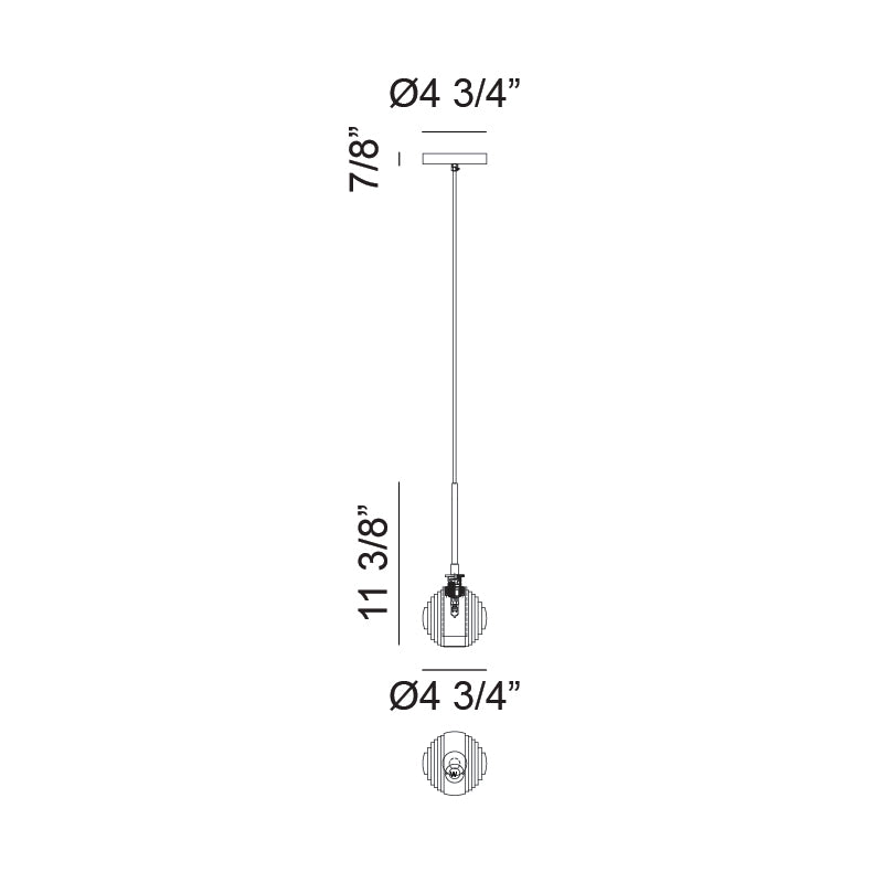 Steel Frame with Circular Frosted Groove Glass Globe Pendant