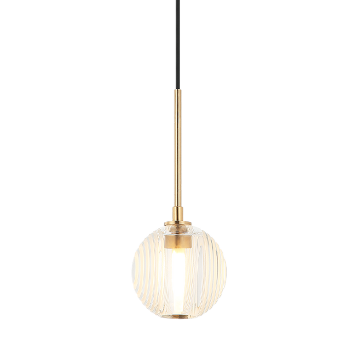 Steel Frame with Circular Frosted Groove Glass Globe Pendant