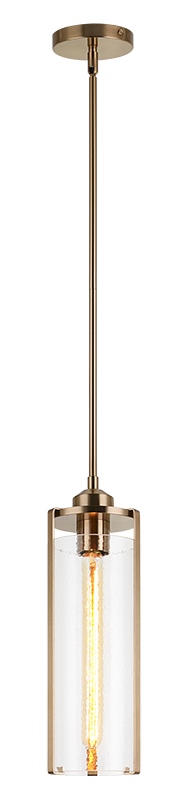 Steel Frame with Liquid Patterned Cylindrical Glass Shade Pendant