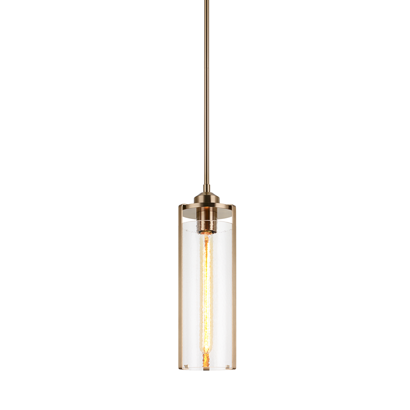 Steel Frame with Liquid Patterned Cylindrical Glass Shade Pendant