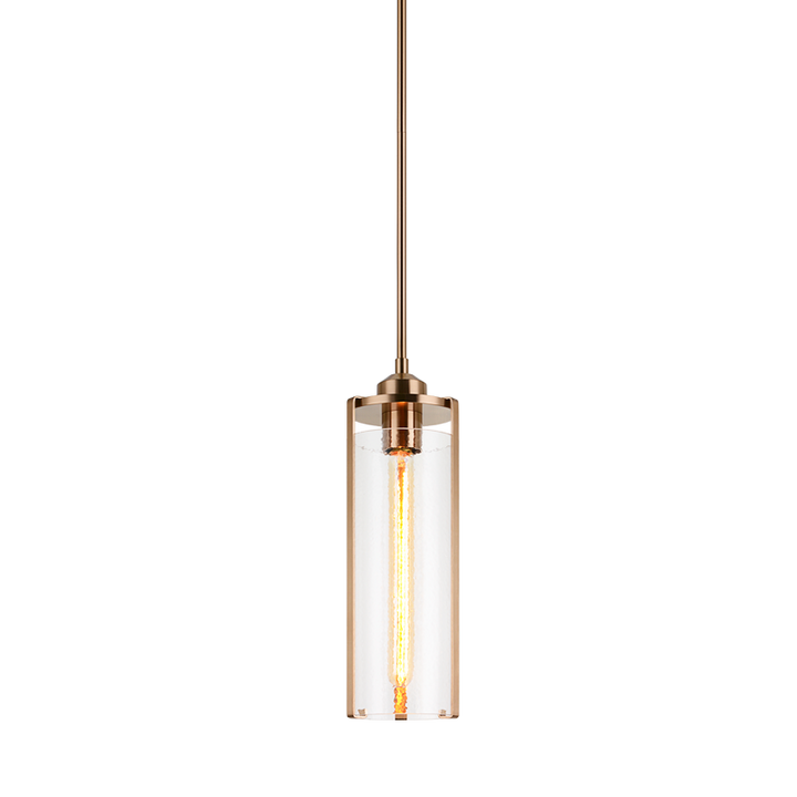 Steel Frame with Liquid Patterned Cylindrical Glass Shade Pendant