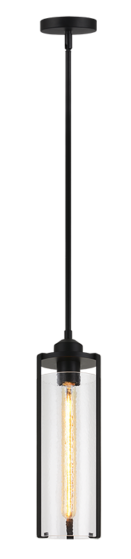 Steel Frame with Liquid Patterned Cylindrical Glass Shade Pendant