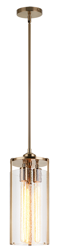 Steel Frame with Liquid Patterned Cylindrical Glass Shade Pendant