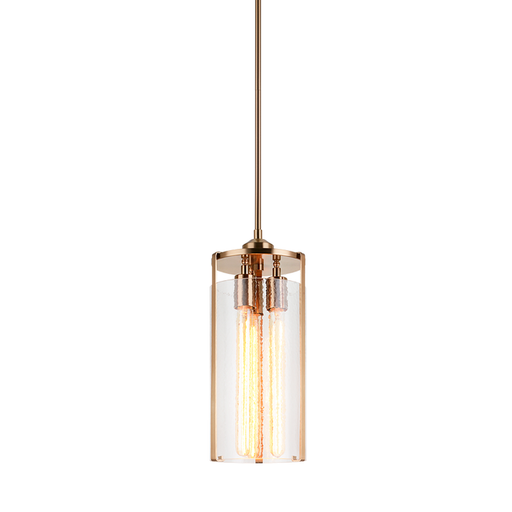 Steel Frame with Liquid Patterned Cylindrical Glass Shade Pendant